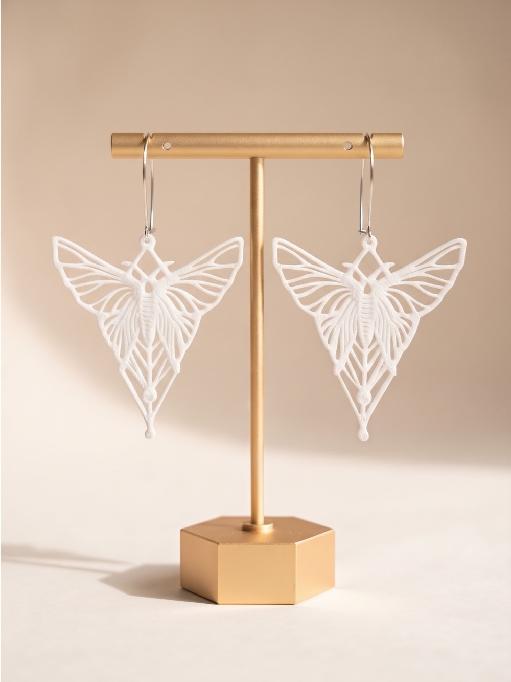 White Filigree Butterfly Earrings